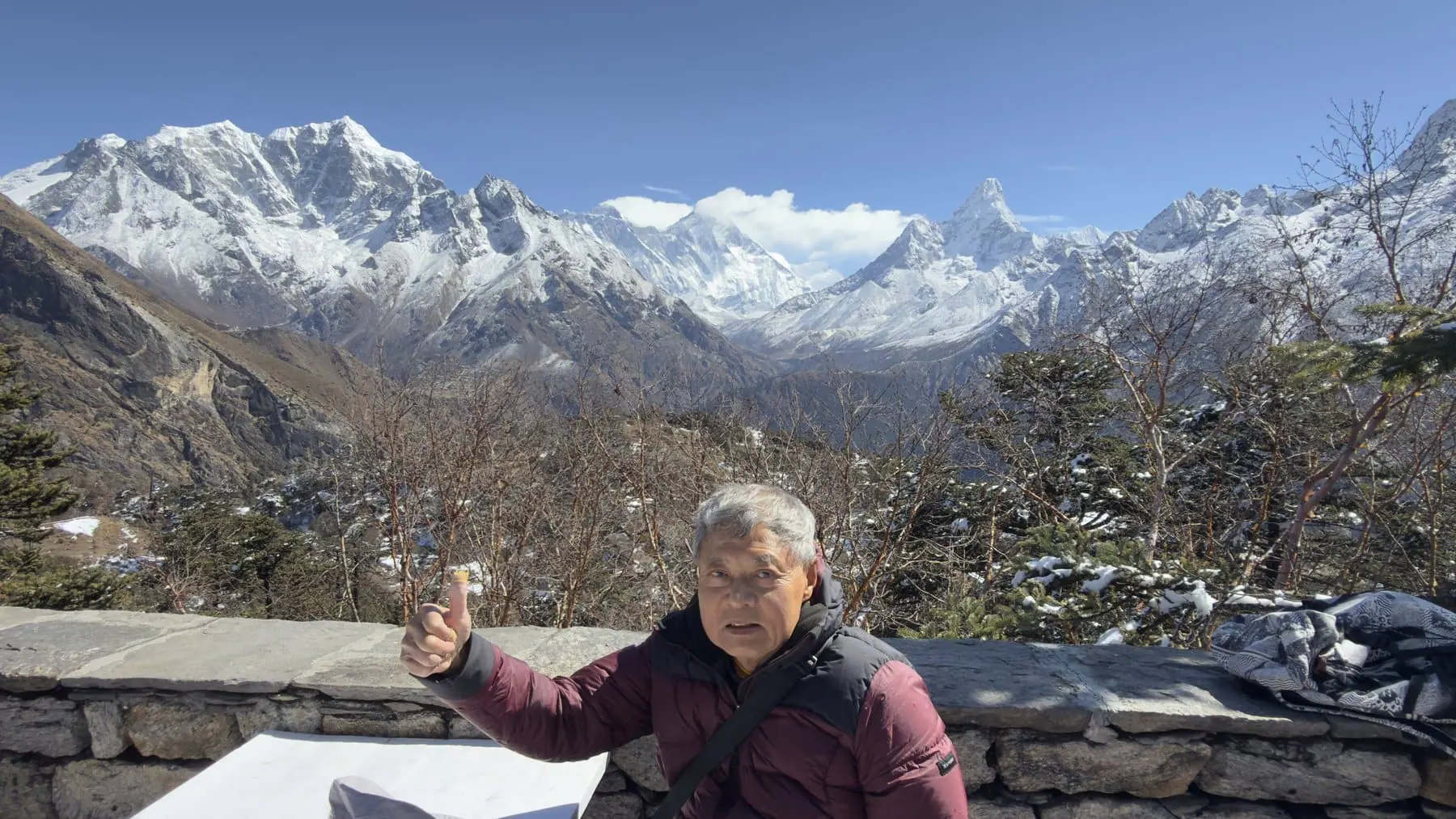Trekkers looking across the Everest region