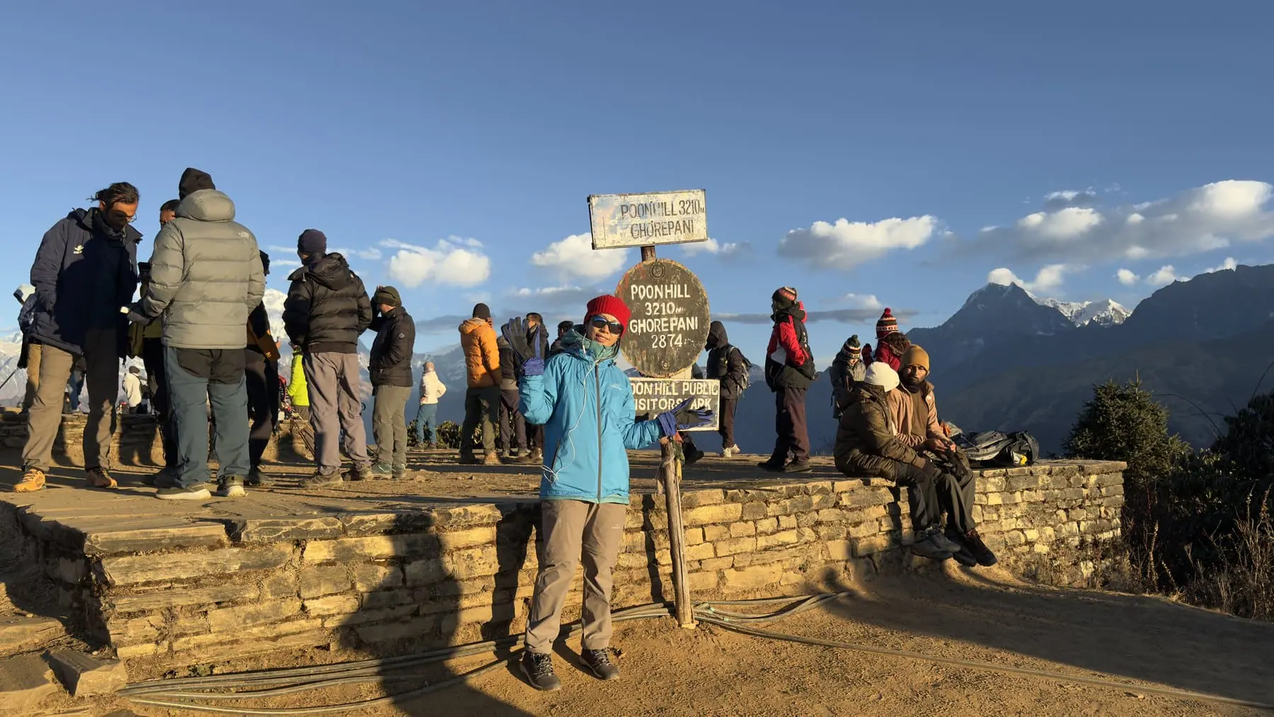 Travelers walking through the Annapurna foothills