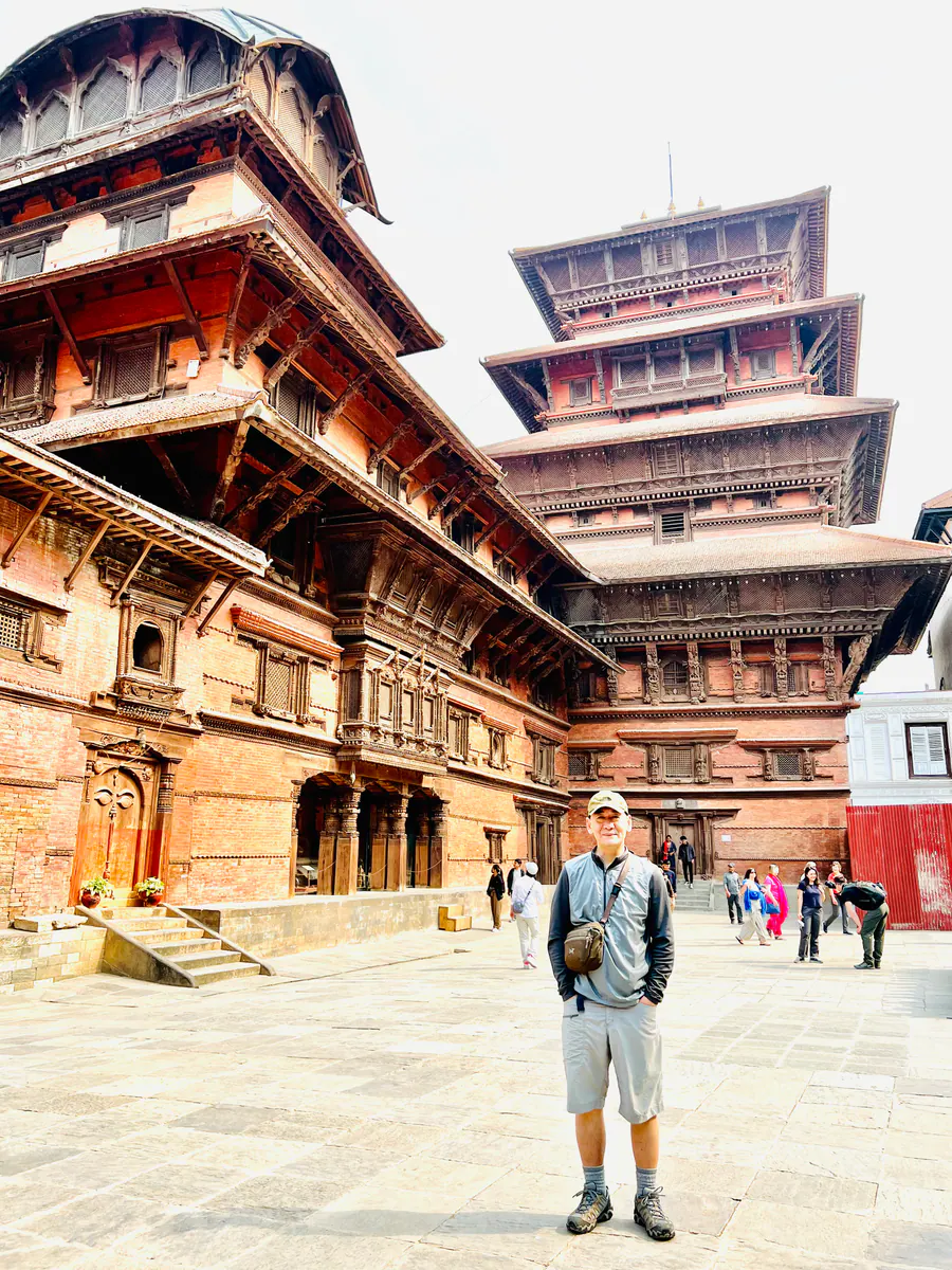 A traveler exploring Kathmandu Durbar Square